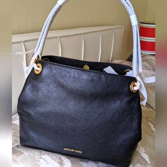 🔥NWT MICHAEL KORS RAVEN LEATHER SHOULDER TOTE BAG